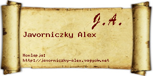 Javorniczky Alex névjegykártya
